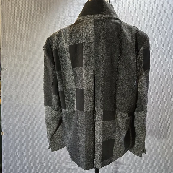 Coldwater Creek Black and Gray Patchwork Retro Boho Blazer - Picture 3 of 13